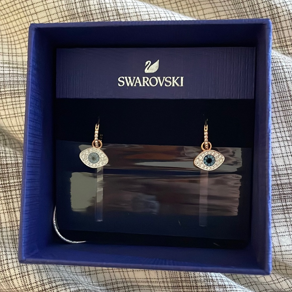 COPY - Swarovski Evil Eye Rose Gold Plated Hoop Earring- NWT
